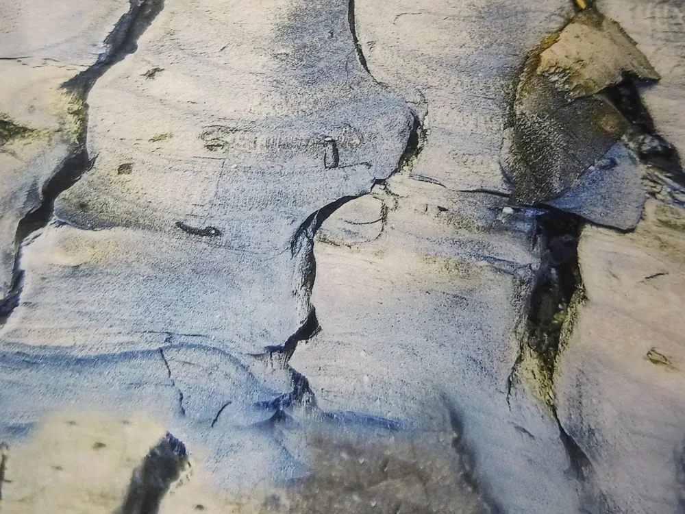 Hodváb béžovo-zelenkavo-modrý "mramor" 