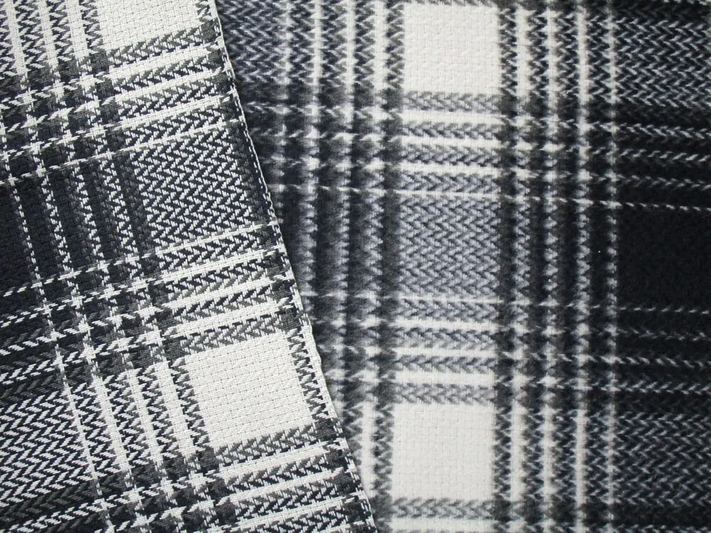 Kabátovina maslovo-čierna "olivové káro"