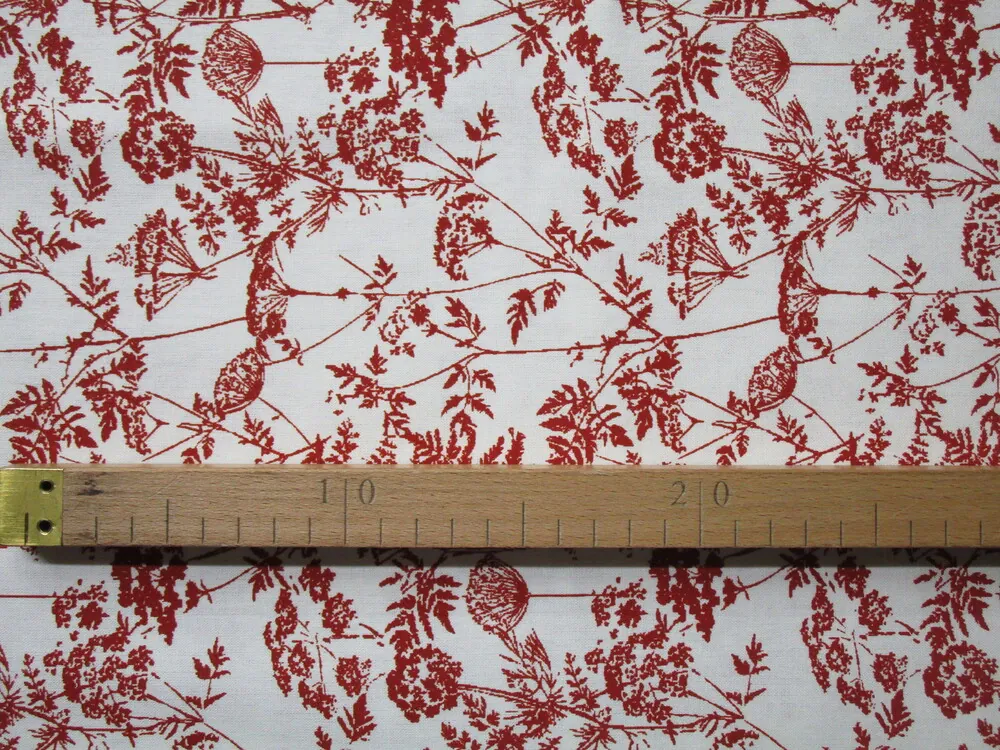 Bavlna smotanová "tehlové lúčne kvety" - certifikovaná