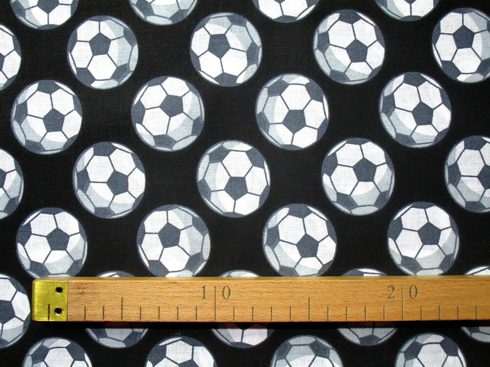 Bavlna čierna "bielo-sivá futbalová lopta"
