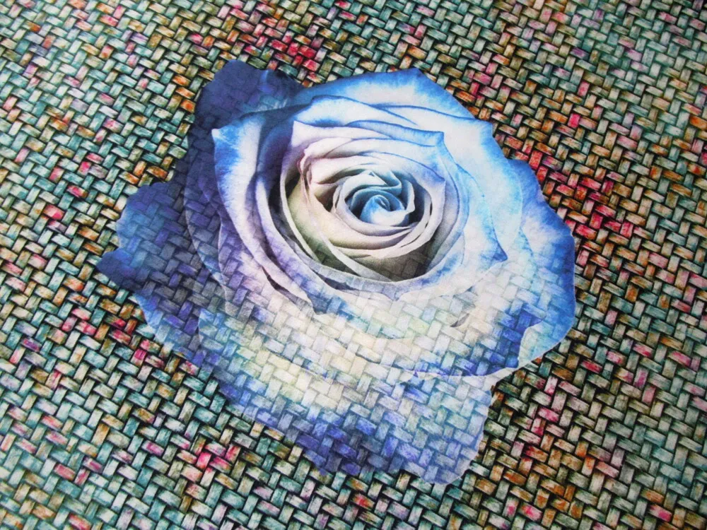 Hodváb tyrkysový "veľké kvety" 