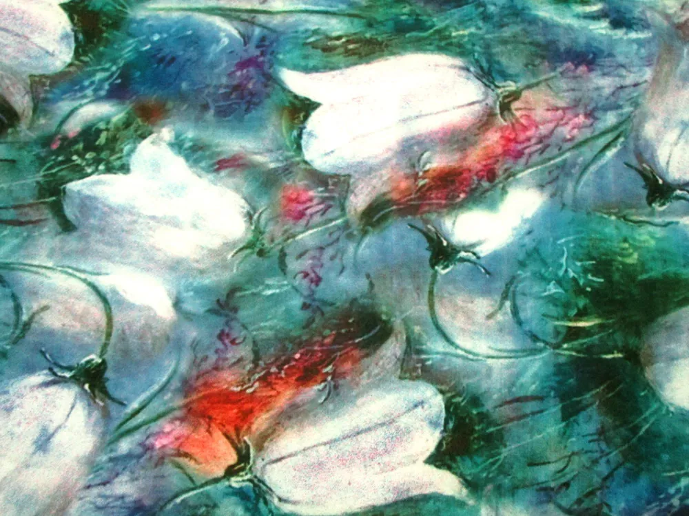 Šatovka zeleno-modro-fialová "zvončeky"