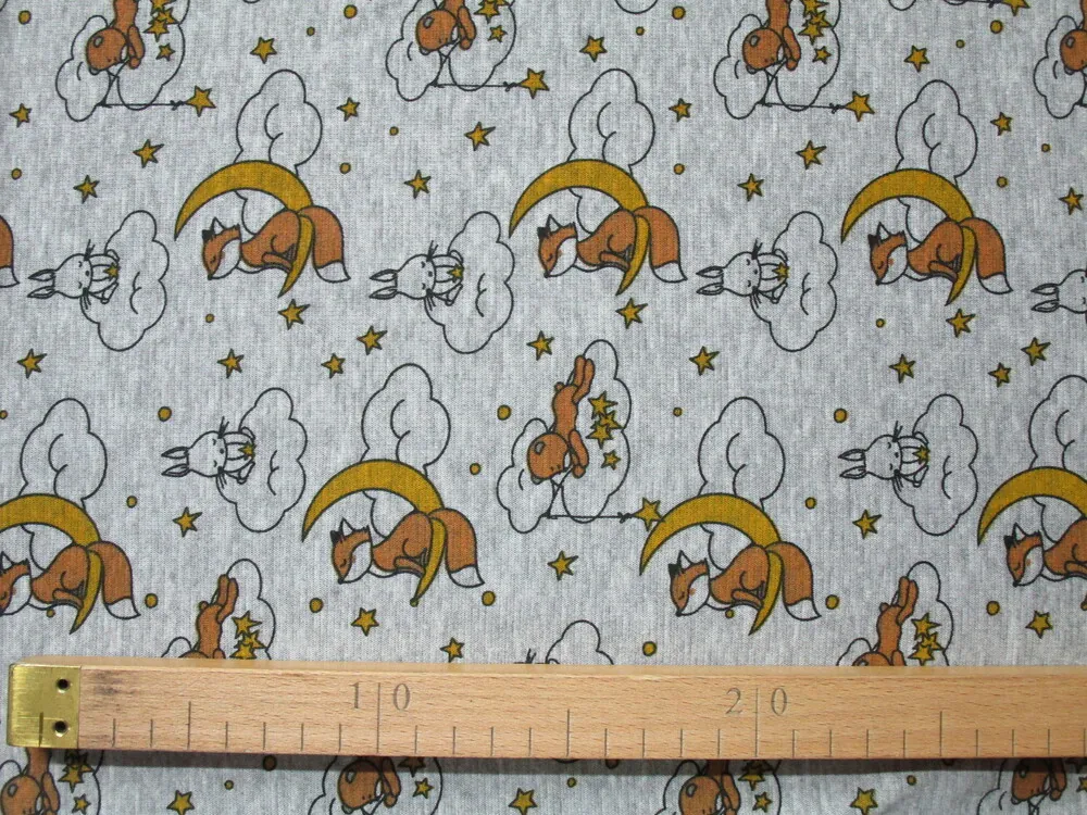 Teplákovina zateplená sivý melír "zvieratká" - zbytok