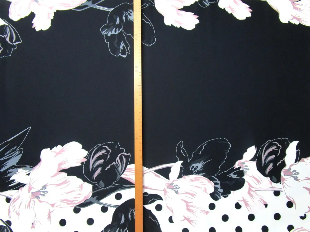 Šatovka smotanovo-čierna "kvety, bodky" - raport