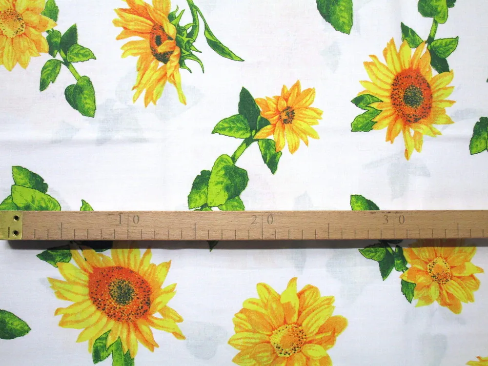 Bavlna biela "slnečnice" 