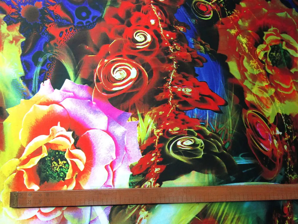 Satén farebný "veľké kvety" 