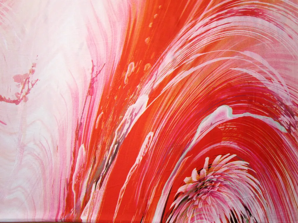 Satén ružový "ružovo - červená vlnovka"