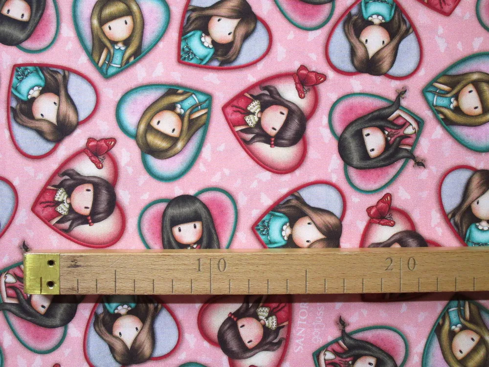 Bavlna ružová "dievčatká v srdiečku" - Amerika