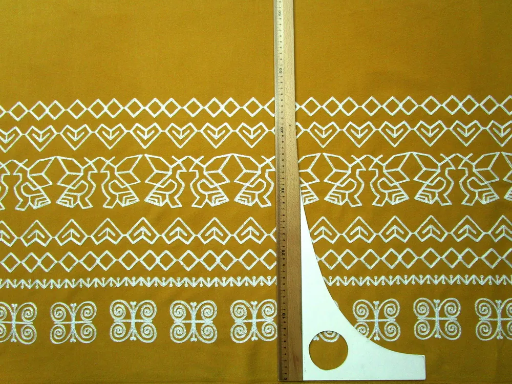 Flauš horčicový "Čičmany" - zbytok, bordúra jednostranná