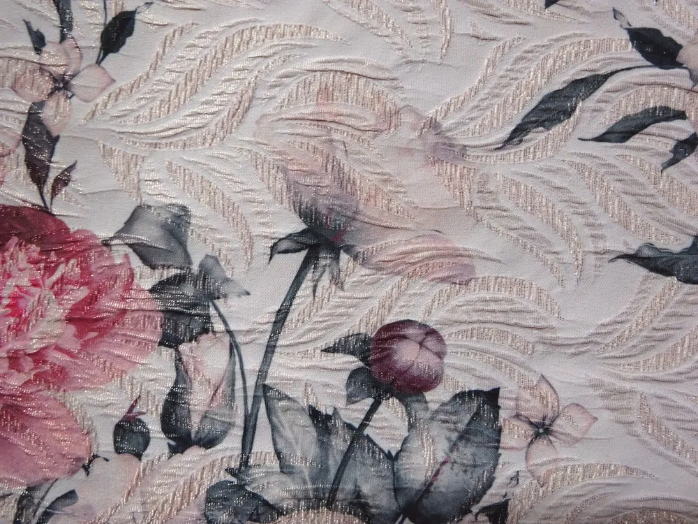 Žakard púdrový "kvety, plastický vzor" 