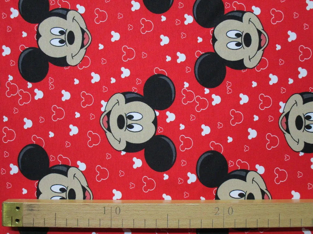 Teplákavina červená "Mickey" 