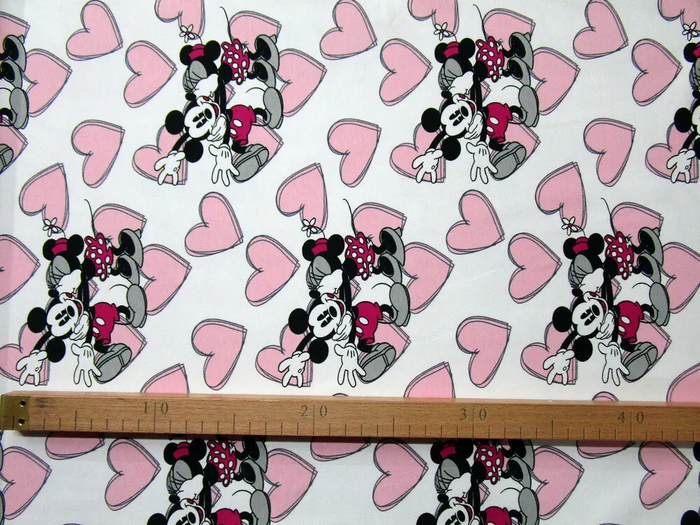 Teplákovina biela "Minie a Mickey, srdiečka"