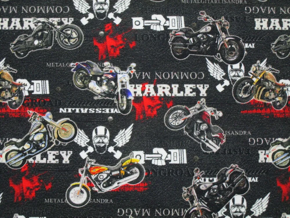 Teplákovina čierna "motorky Harley" 