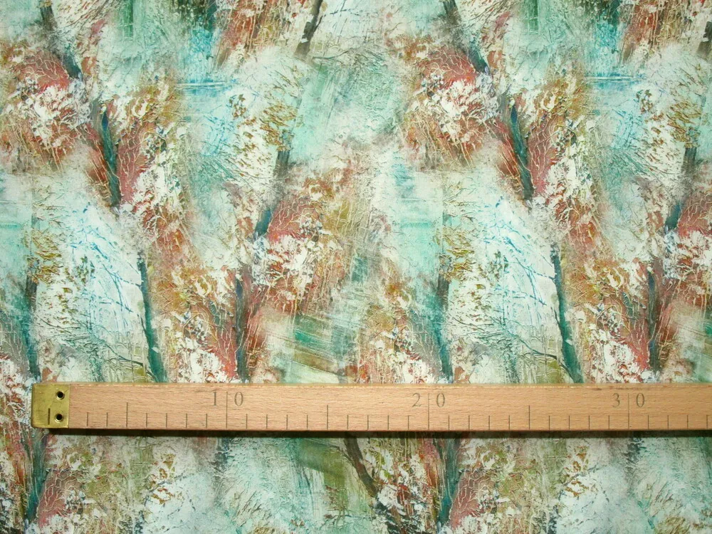 Hodváb zeleno-hnedý "príroda" 