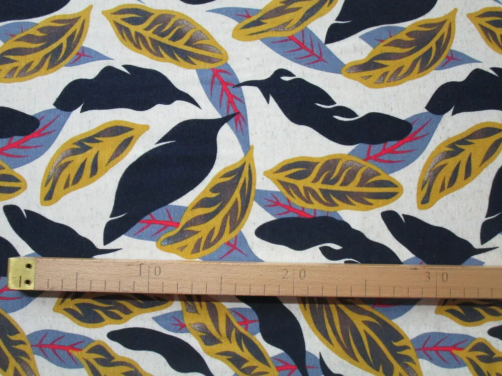 Úplet maslovo-béžový "horčicové a modré listy"