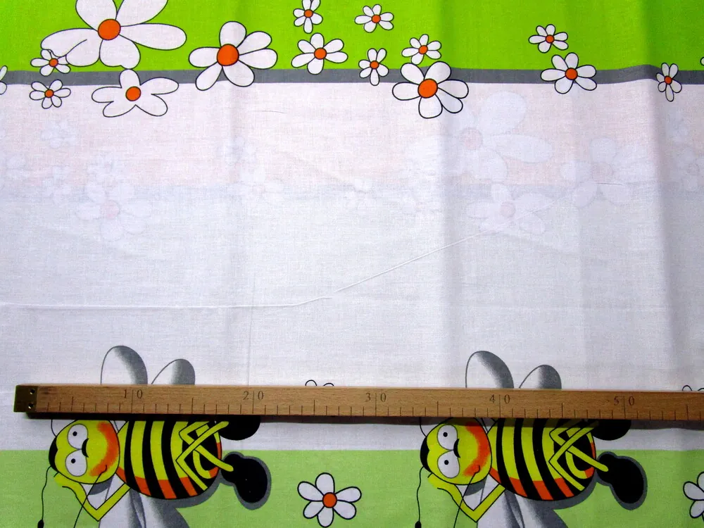 Bavlna pomarančovo-bielo-zelená "včielka"