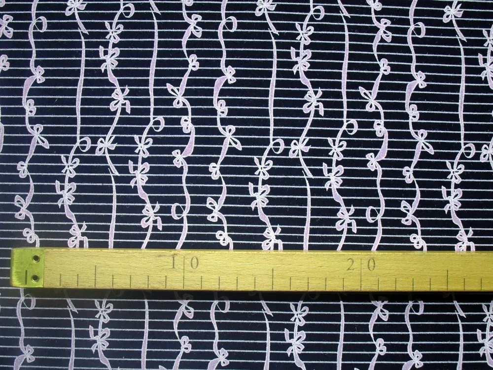 Teplákovina tmavomodrá "mašlička, pásik" 