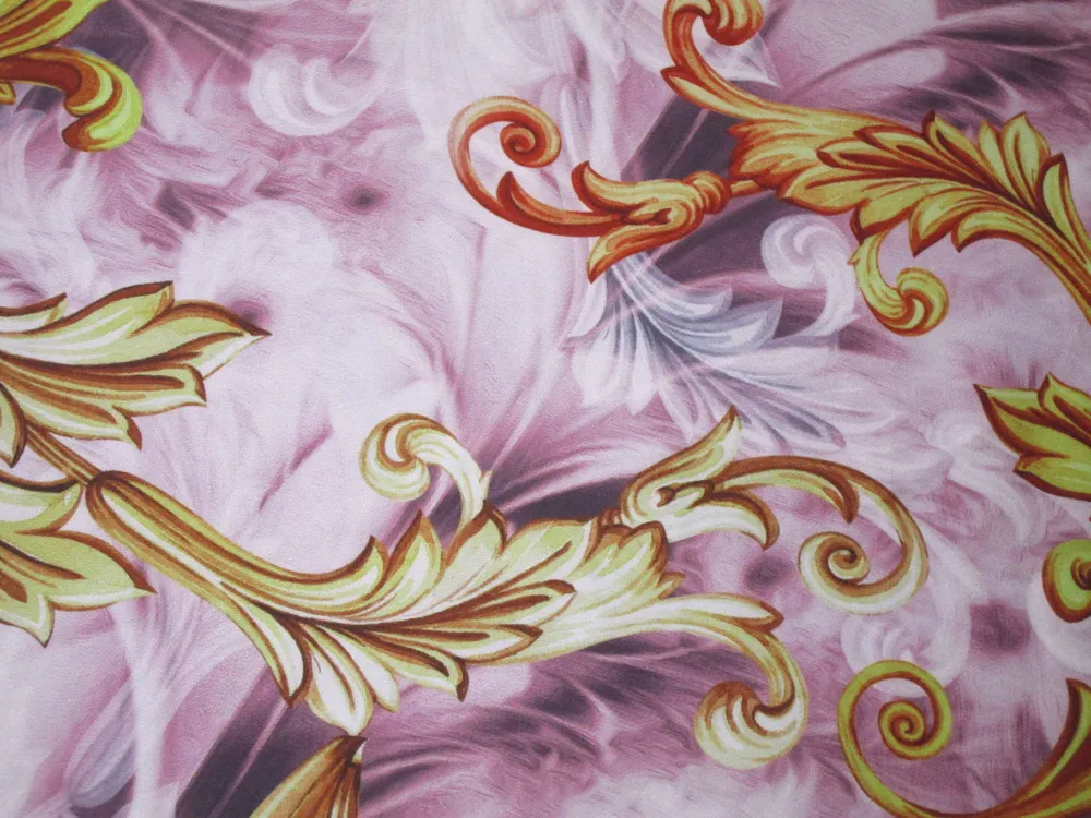 Hodváb bielo-ružový "žlto-pomarančový vzor"