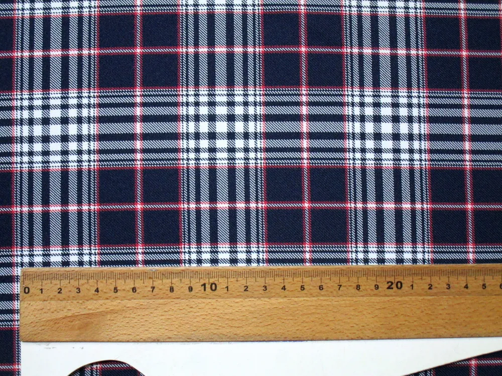Kostýmovka Tartan tmavomodrá "bielo-červené káro"