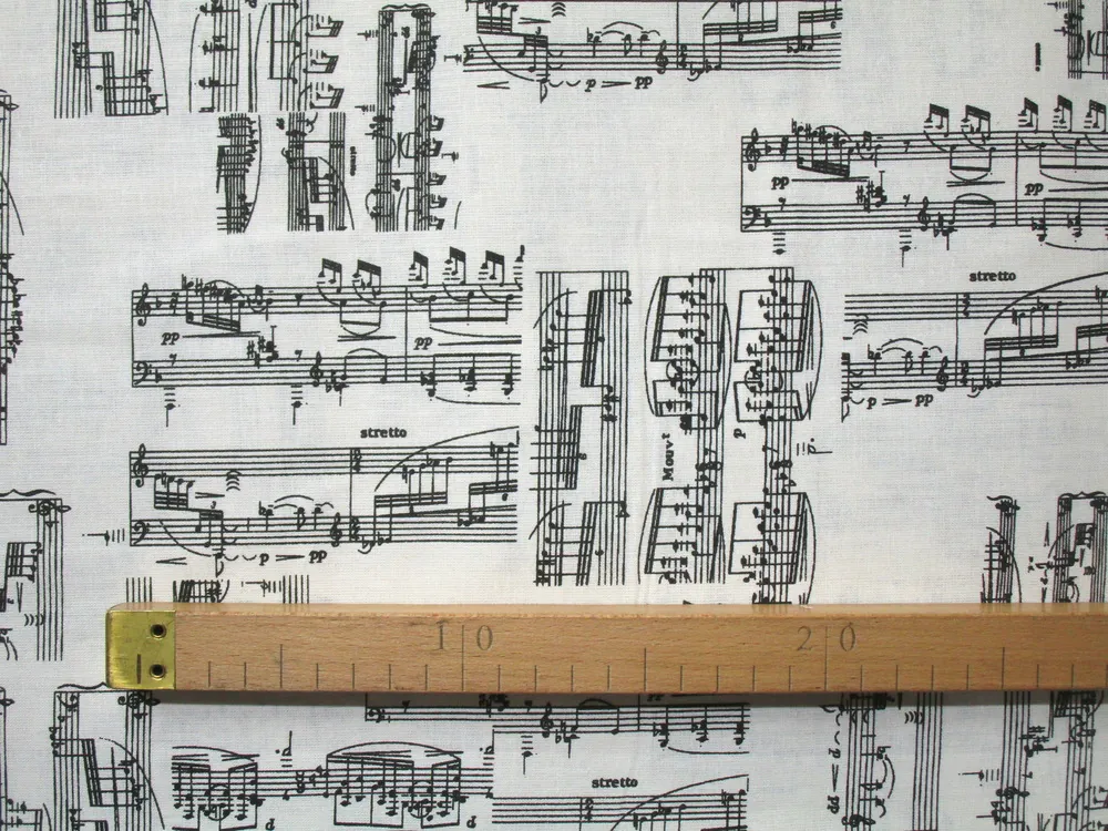 Bavlna smotanová "čierne noty"