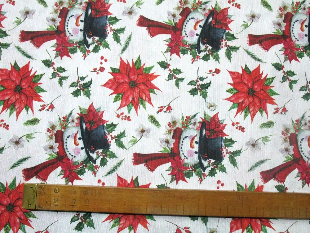 Poťahovka biela "snehuliak, vianočná ruža"