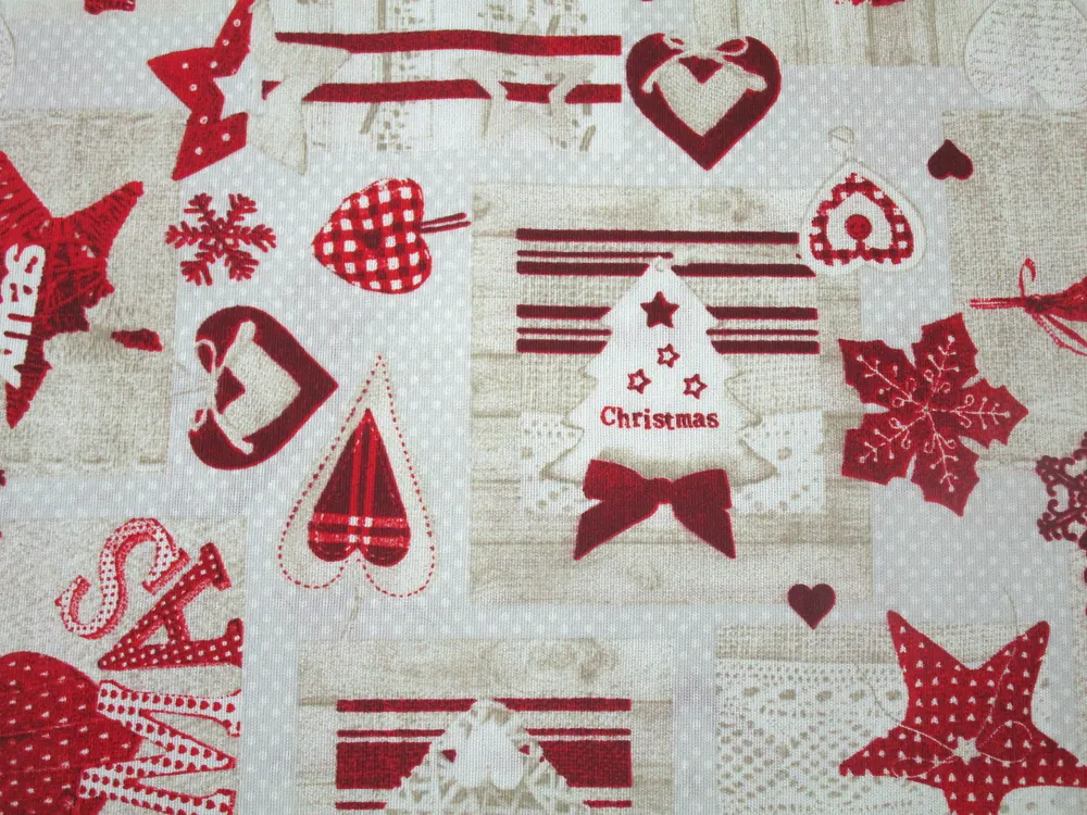 Poťahovka béžová "XMAS, vločka, hviezda"