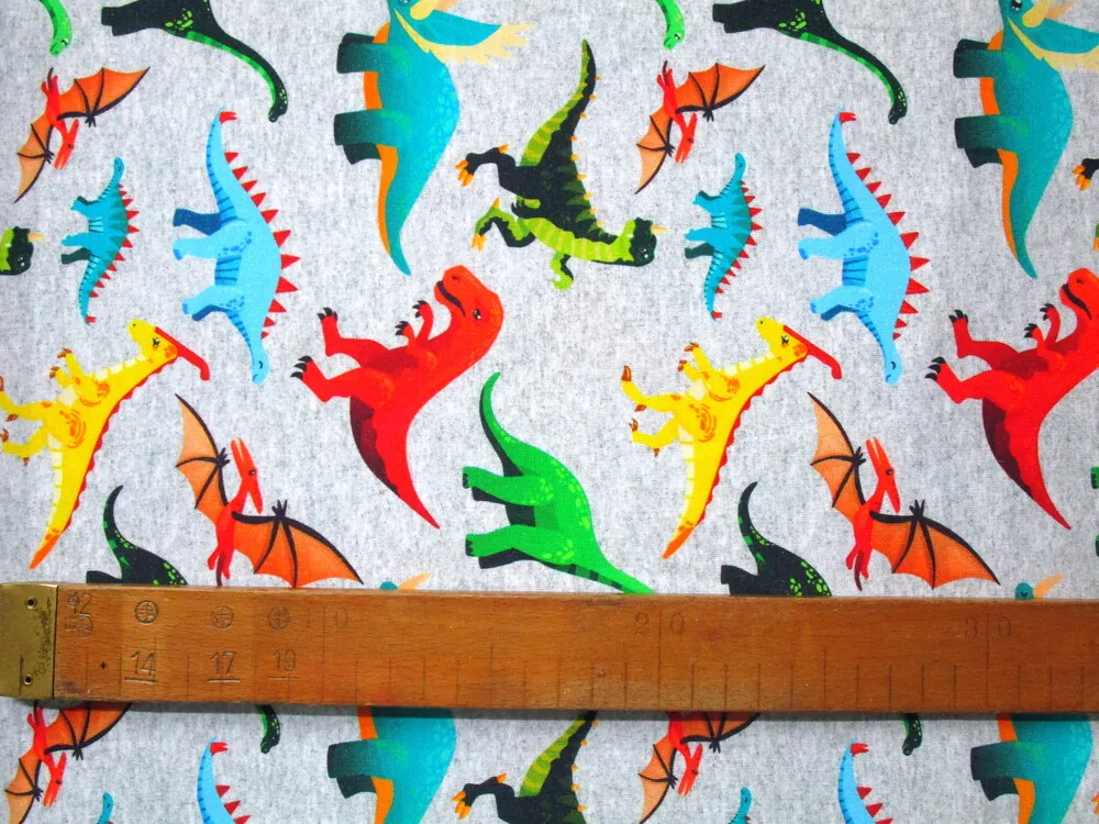 Teplákovina počesaná sivá "dinosaurus"