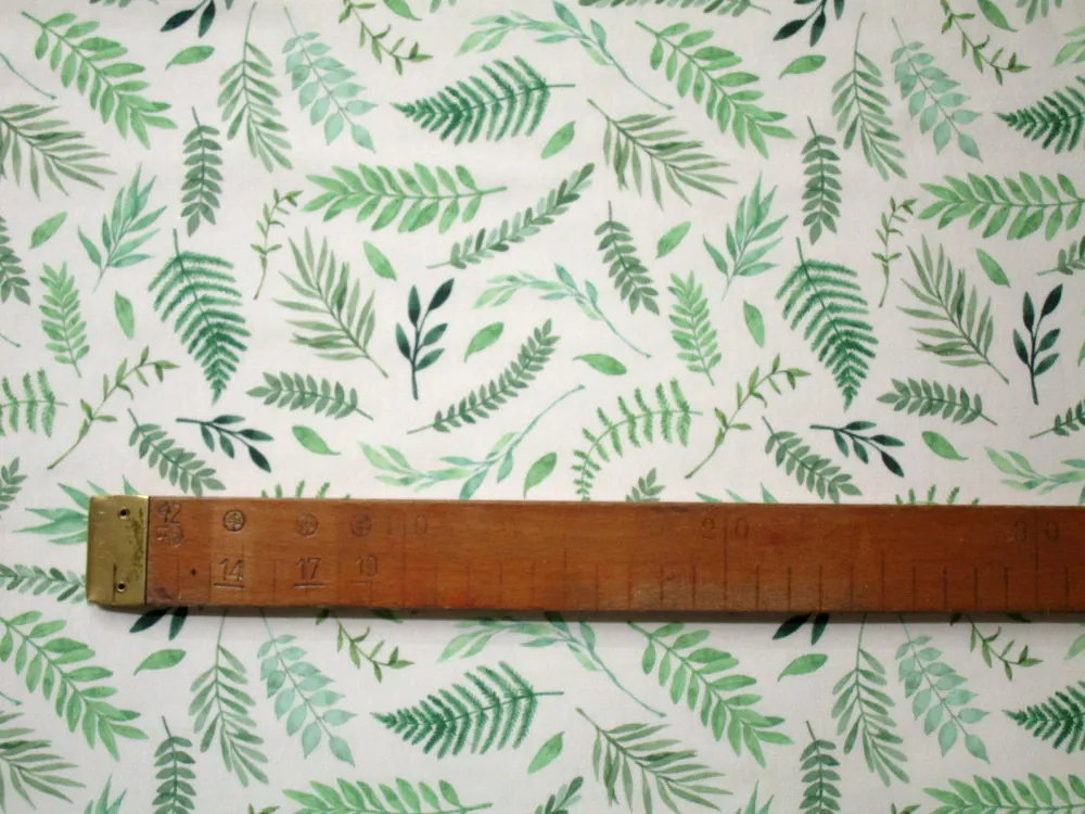 Teplákovina počesaná maslová "zelené rastlinky"