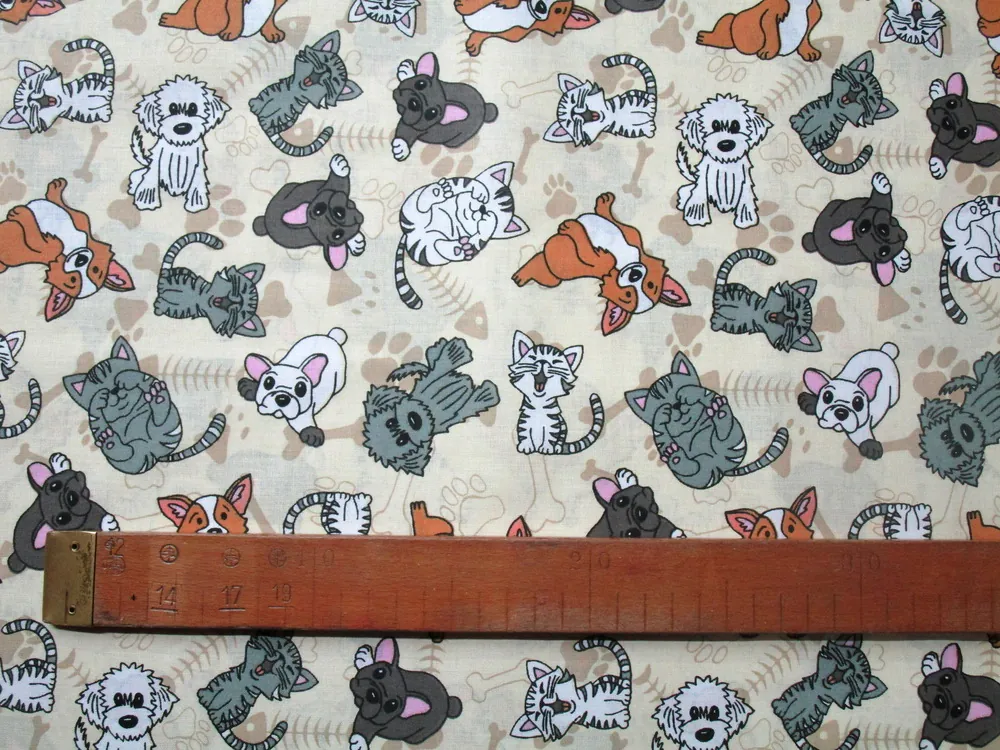 Bavlna maslová "mačička a psík" 