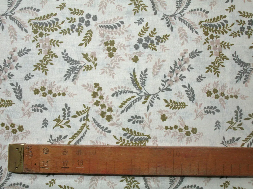 Bavlna maslová "béžové, zelené a sivé rastlinky"