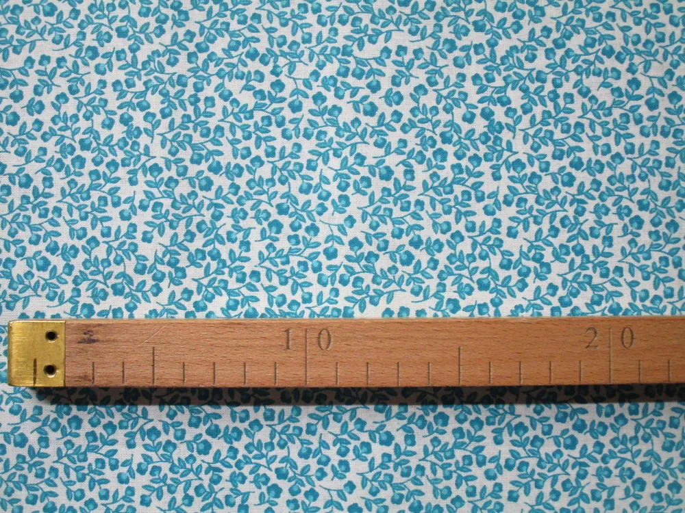 Bavlna biela "tyrkysové kvety"