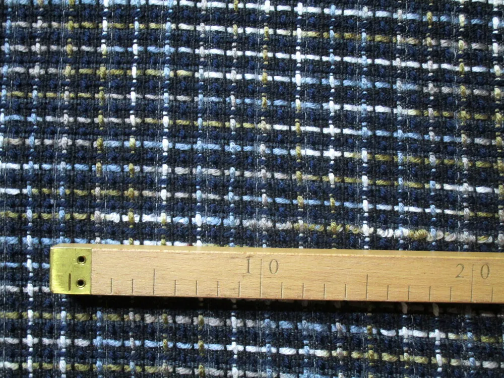 Kabátovina modro-čierna "bielo-olivovo-sivé nitky"