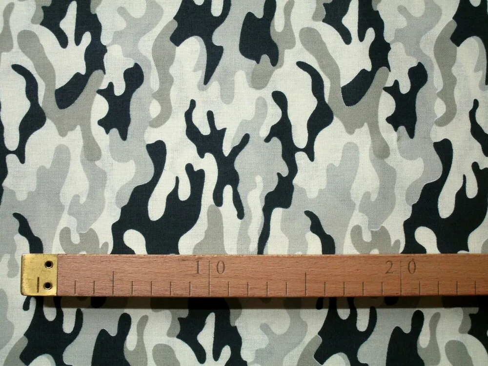 Bavlna maslová "sivo-čierny maskáč" 