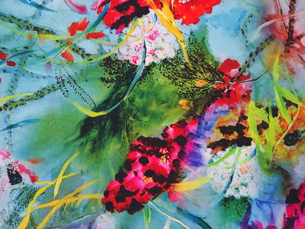 Šatovka zeleno-modrá "kvety" 