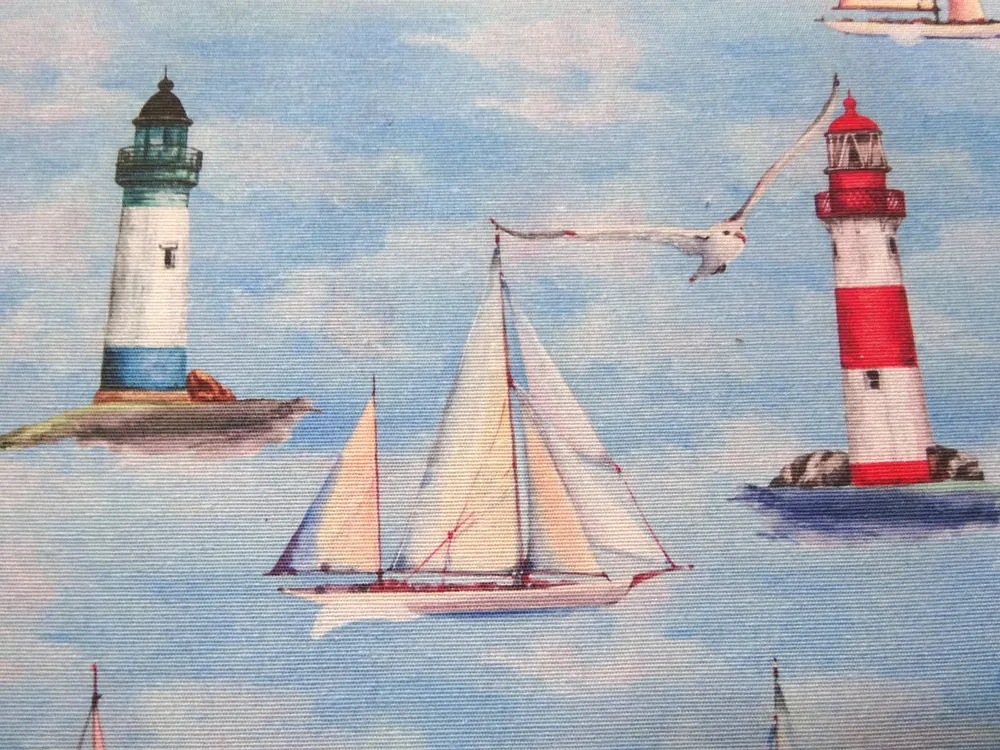 Poťahovka modrá "plachetnica, maják, čajka" 