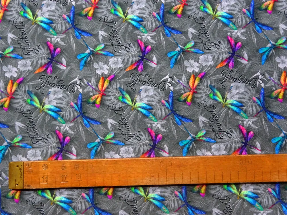 Teplákovina sivá "farebné vážky" - digitálna tlač 