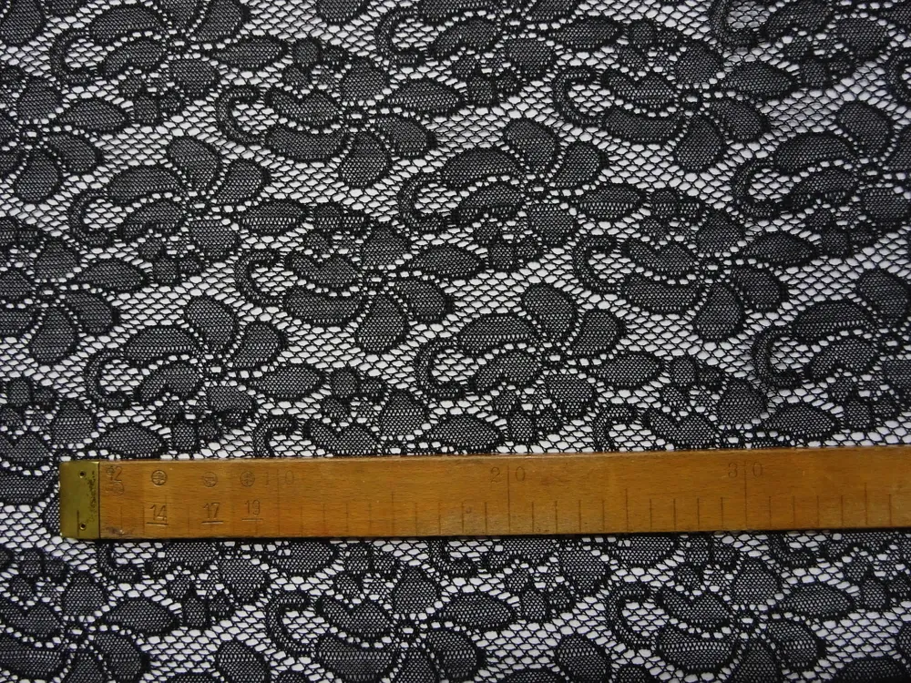 Krajka elastická čierna "kvety" 