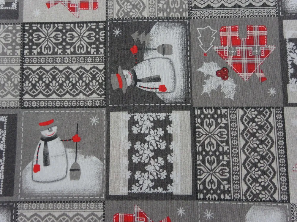 Poťahovka sivá "vianočný patchwork" 