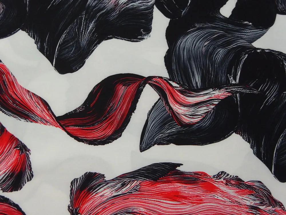 Šatovka smotanová "červeno-čierny vzor" 