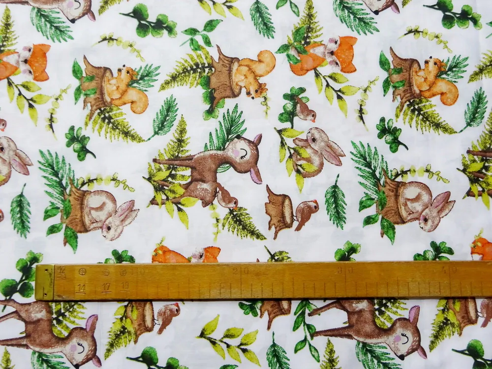 Bavlna biela "lesné zvieratká" 
