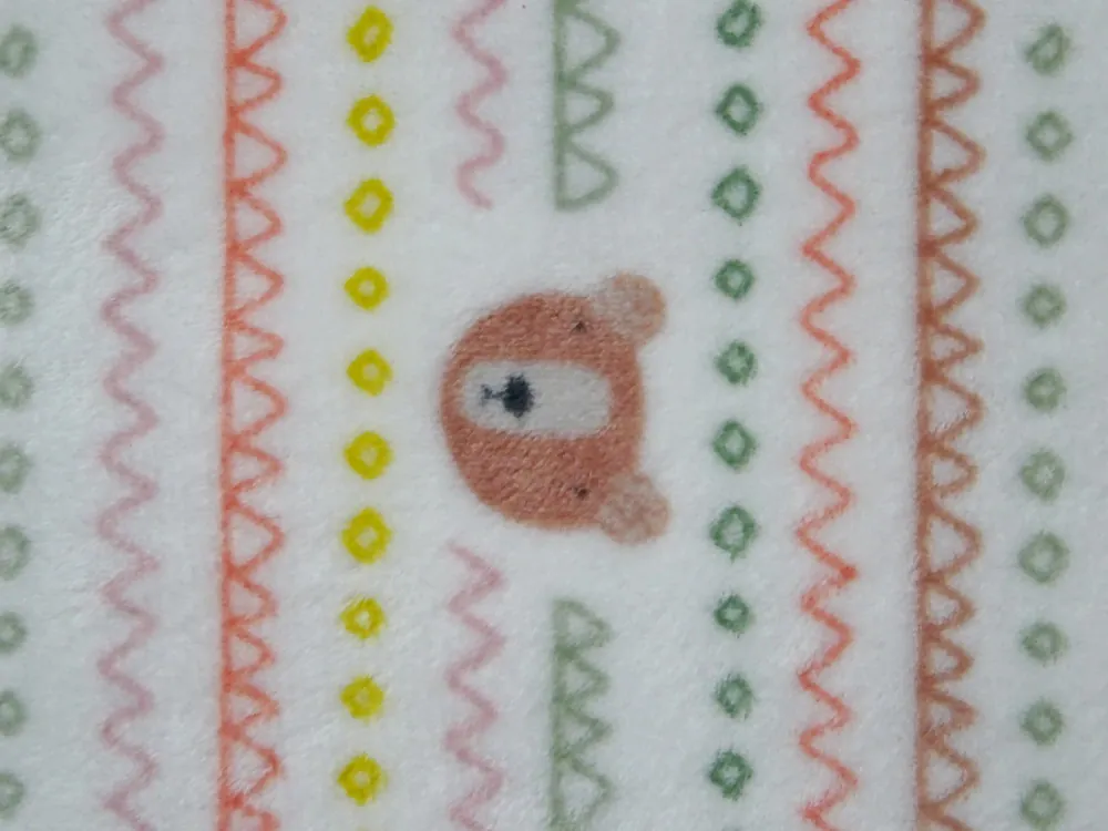 Fleece smotanový "zvieratká, cik-cak, kruh" - OEKO-TEX 