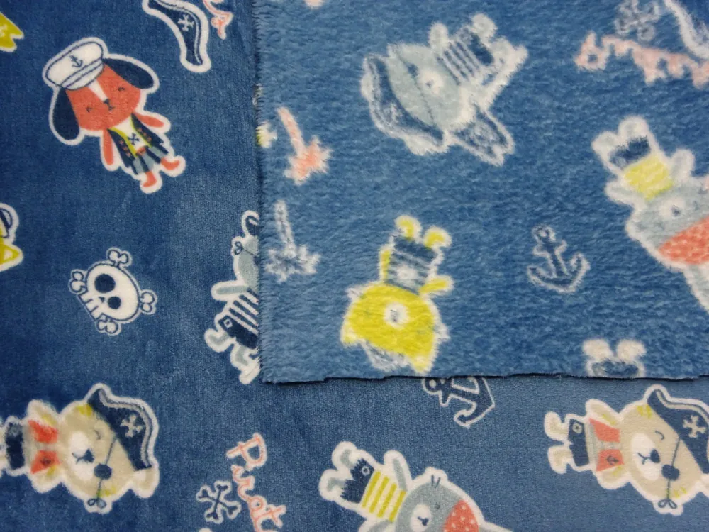 Fleece modrý "zvieratká piráti" - OEKO-TEX