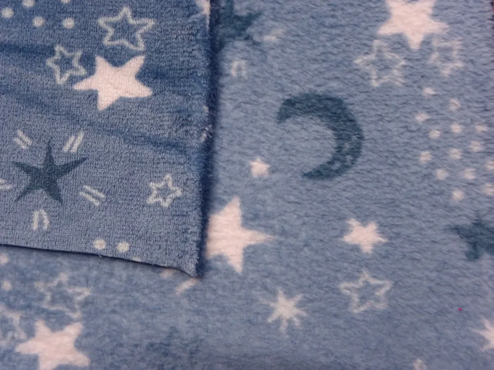Fleece modrý "mesiac, hviezdičky" - OEKO-TEX