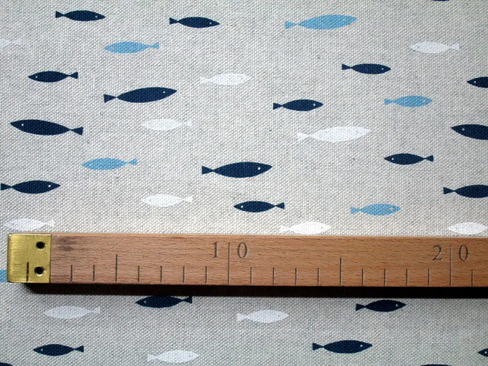 Poťahovka sivá "biele a modré rybičky"