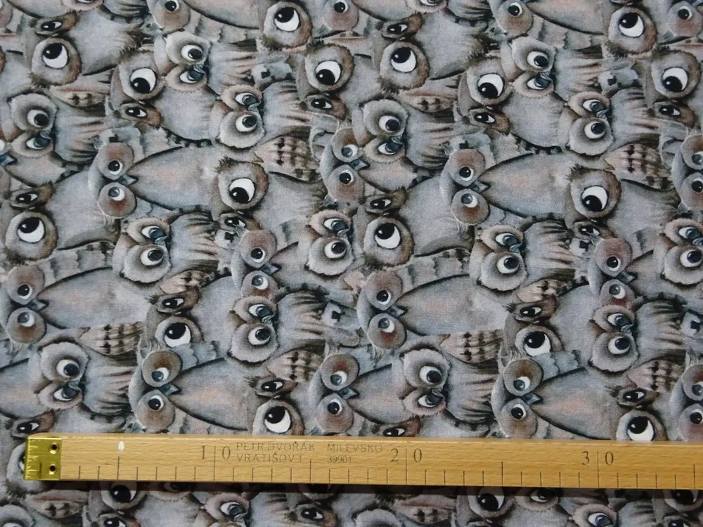 Teplákovina sivo-hnedá "sovičky" 