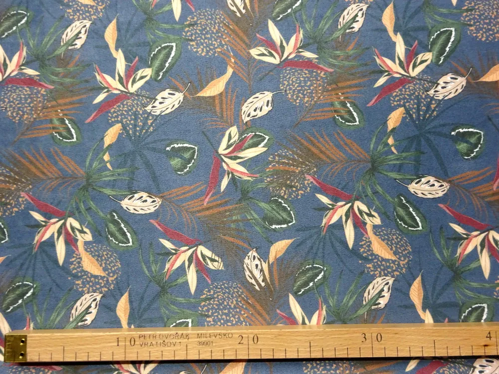 Úplet - imitácia jelenice "modrý "listy" - potlač na Slovensku 