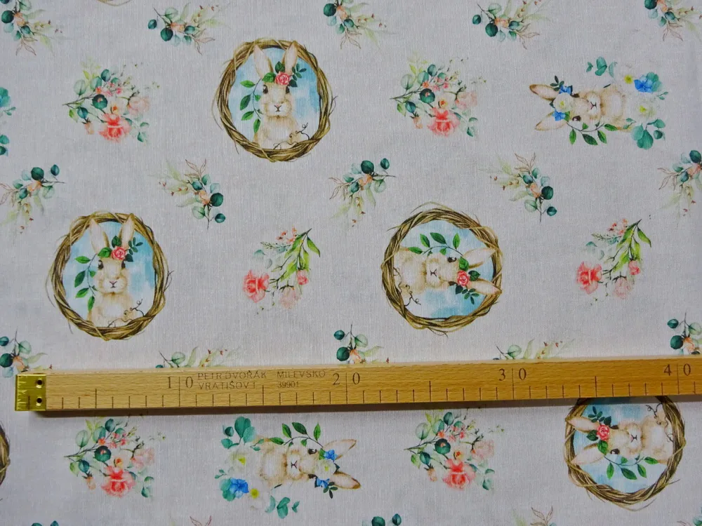 Poťahovka biela "zajko, kvety" 