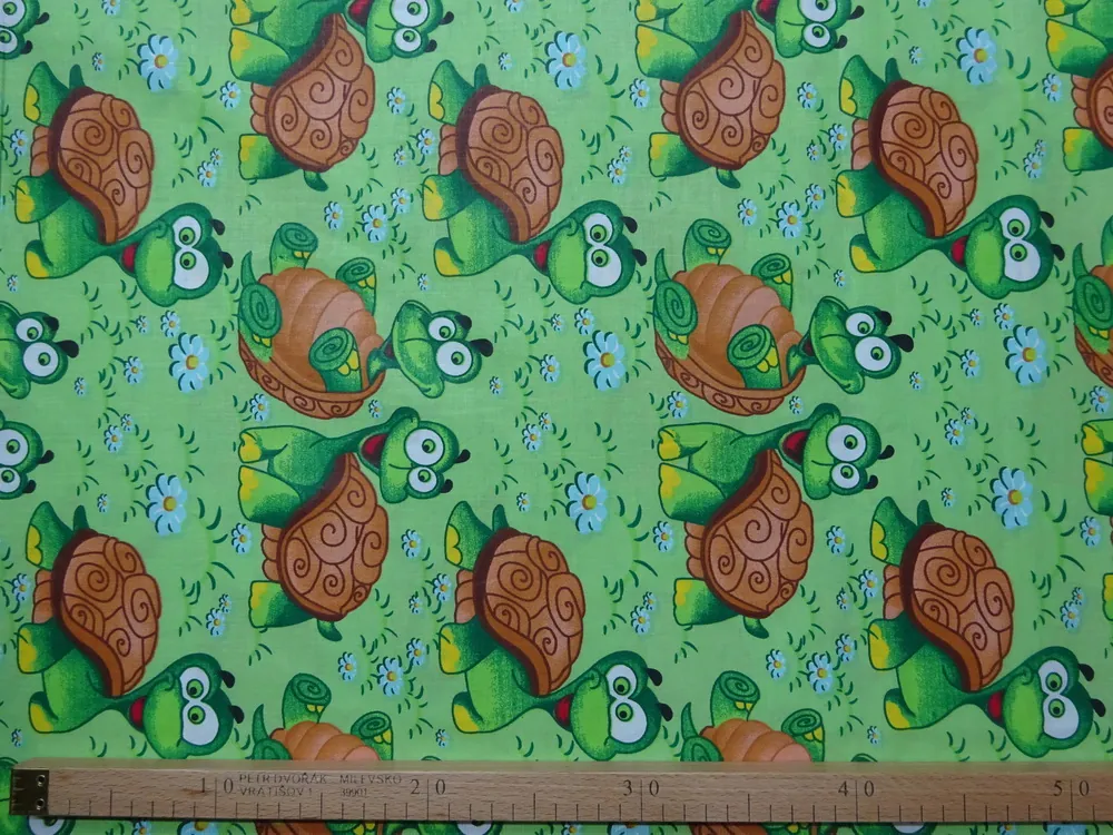 Bavlna zelená "korytnačky" 