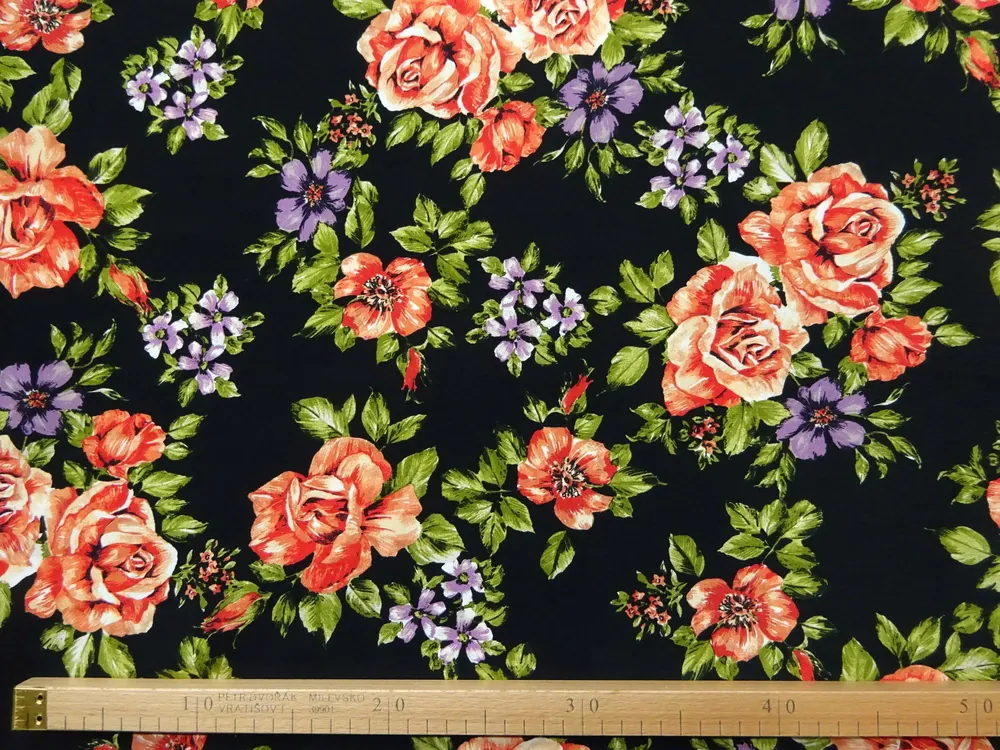 Šatovka čierna "kvety" 