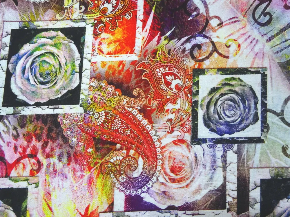 Úplet farebný  "ruže, kašmírový vzor"